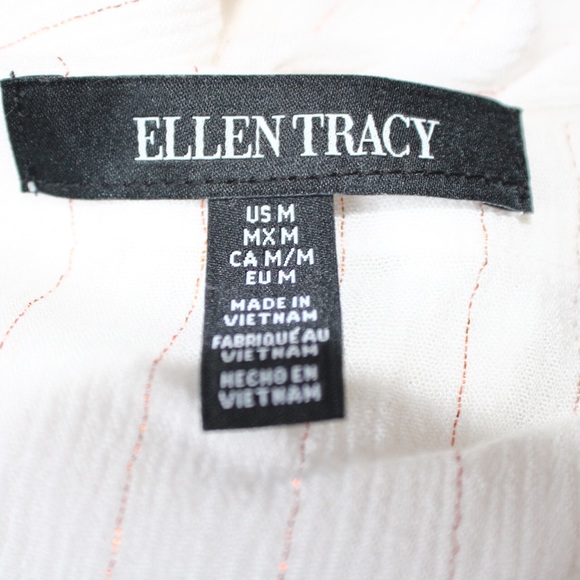 Ellen Tracey White Striped Peasant Blouse Medium - Picture 12 of 12